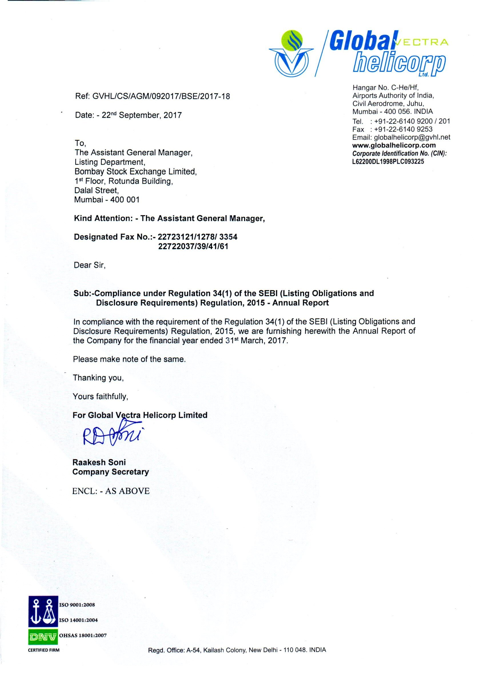 Notice for Annual General Meeting